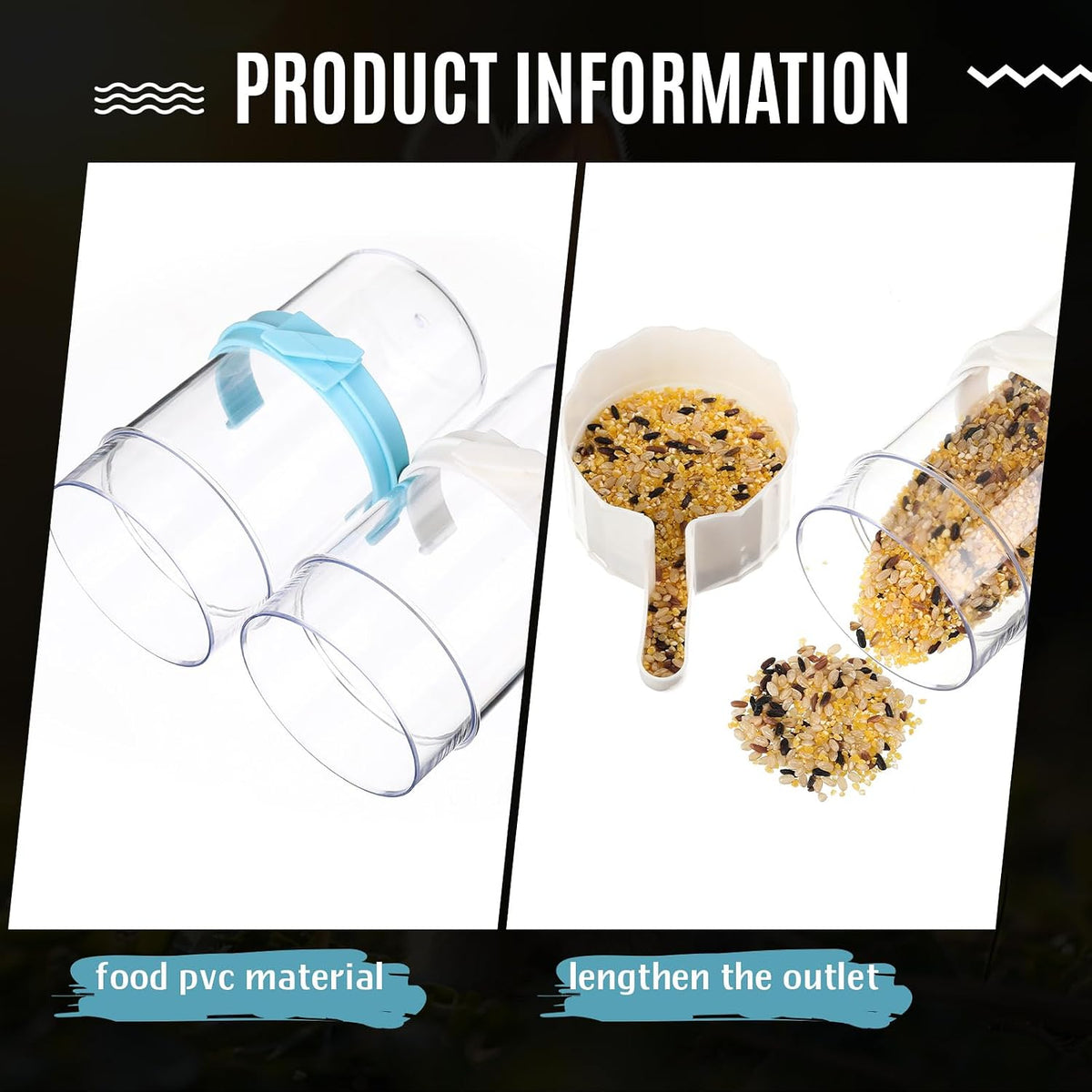 Weewooday 4 Pcs Bird Water Feeder Cage, Blue, White - Blue, White / 490 ml / Cute Style - image 3