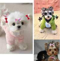 JUCCPUL set of 40 dog hair bows in mixed colors, 20 pairs of ribbon bowknots with alligator clips - view 3