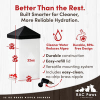 RentACoop 32oz Small Animal Drinker with No-Drip Brass Nipple – Essentials for Small Pets - image 2