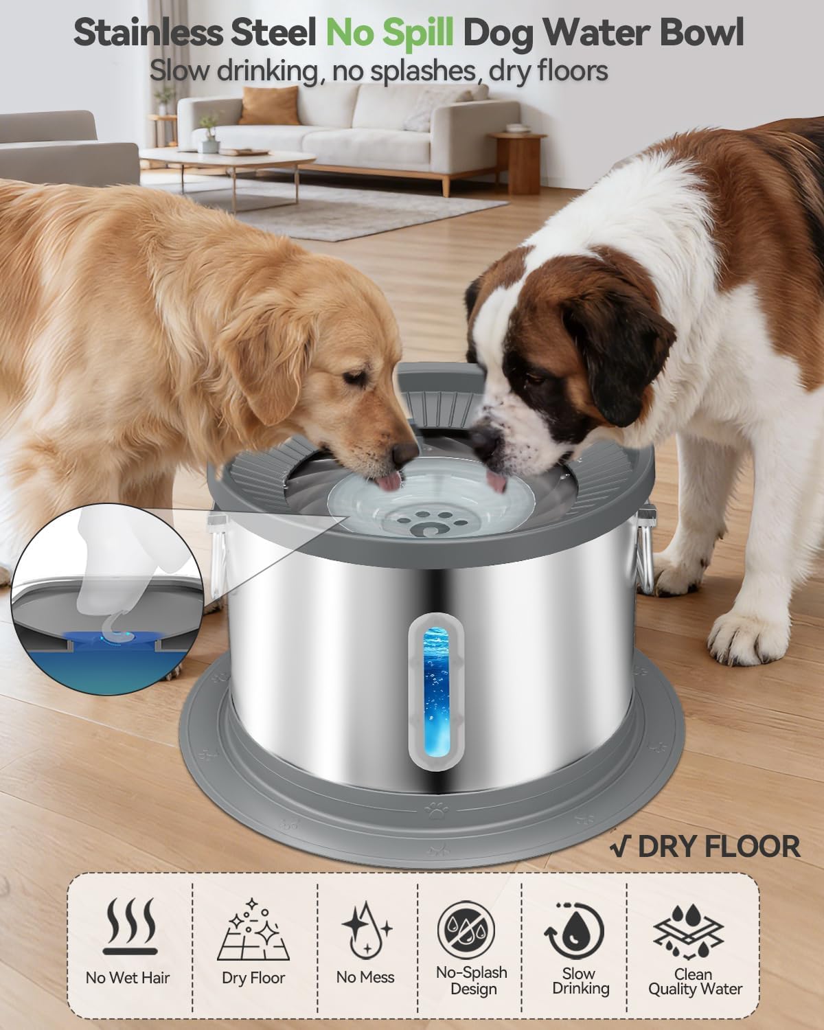 UPSKY 14L No Spill Dog Water Bowl - Grey / 14L - image 2