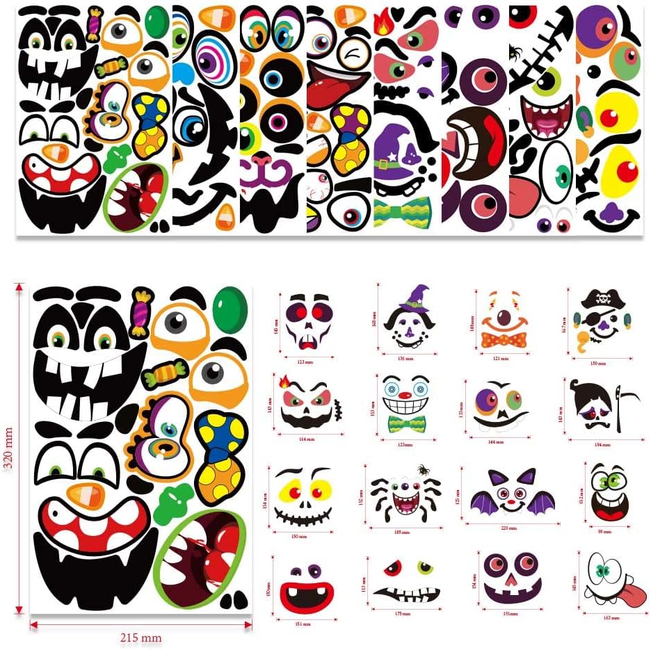 DUJAA large pumpkin face stickers with eyes, mouths and eyebrows for Halloween - view 5