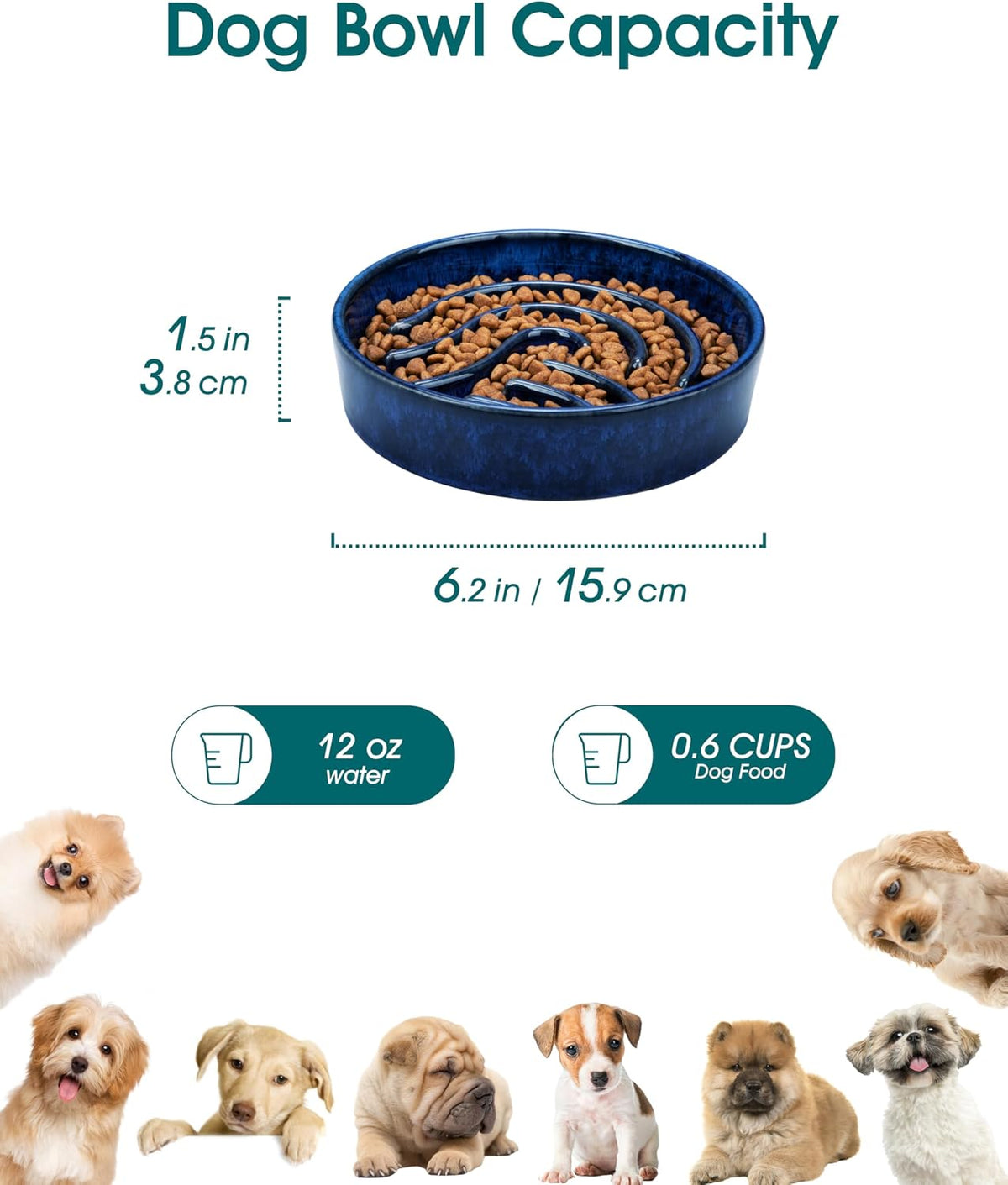 vancasso Slow Feeder Dog Bowl - Blue / 0.6 Cups - image 2