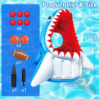 Hymaz inflatable blue octopus pool toy with basketball hoop, balls and ring toss rings - view 3