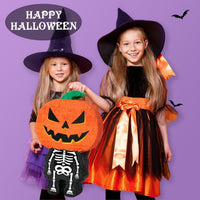 WERNNSAI Halloween skull pumpkin piñata in orange and black with spooky face - view 19
