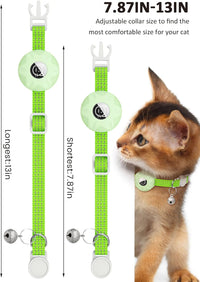 AirTag Cat Collar, Reflective Kitten Collar Breakaway – Essentials for Cats - Luminous green - image 2