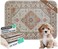 Washable Pee Pads, Super Absorbent Puppy Pads - Beige Medallion / 18"*24"(Pack of 2)