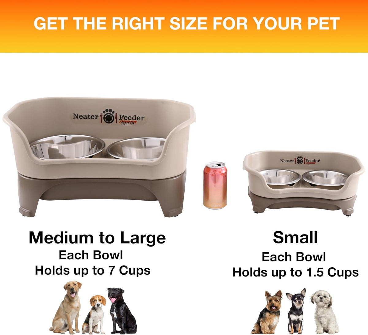 Neater Feeder Express Mess Proof Dog Bowls Elevated for Small Breeds - Small w/ Standard Bowls / Cappuccino - image 4