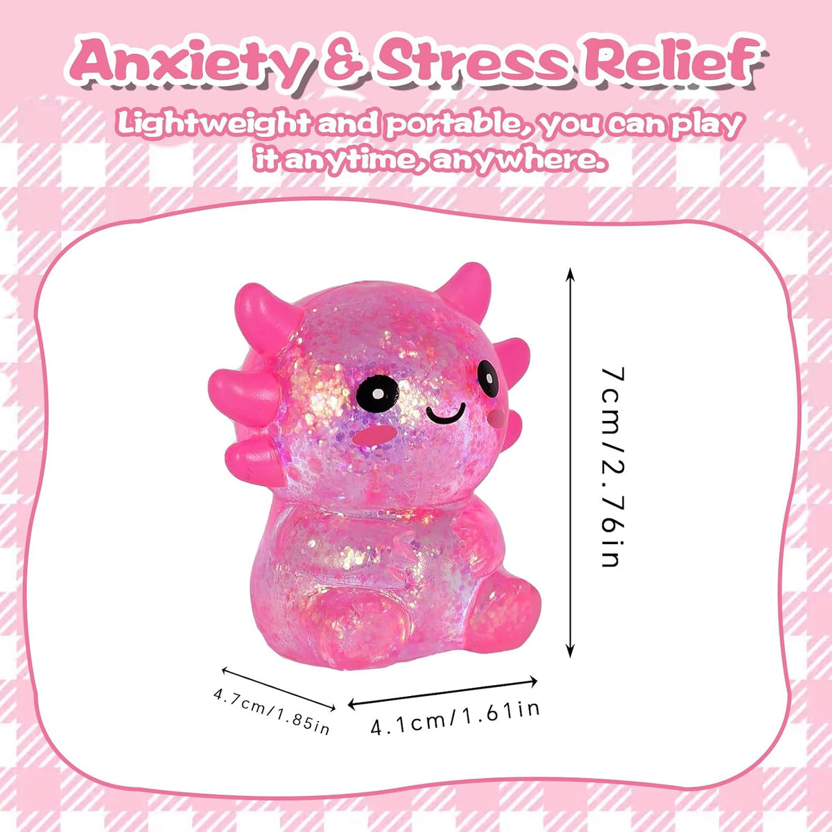 Ropuptl sitting axolotl squishy toy in purple, slow rising soft fidget - view 17