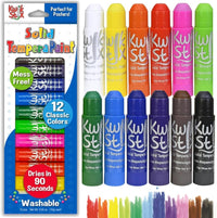 Kwik Stix Solid Tempera Paint Sticks, 12 Colors - Assorted