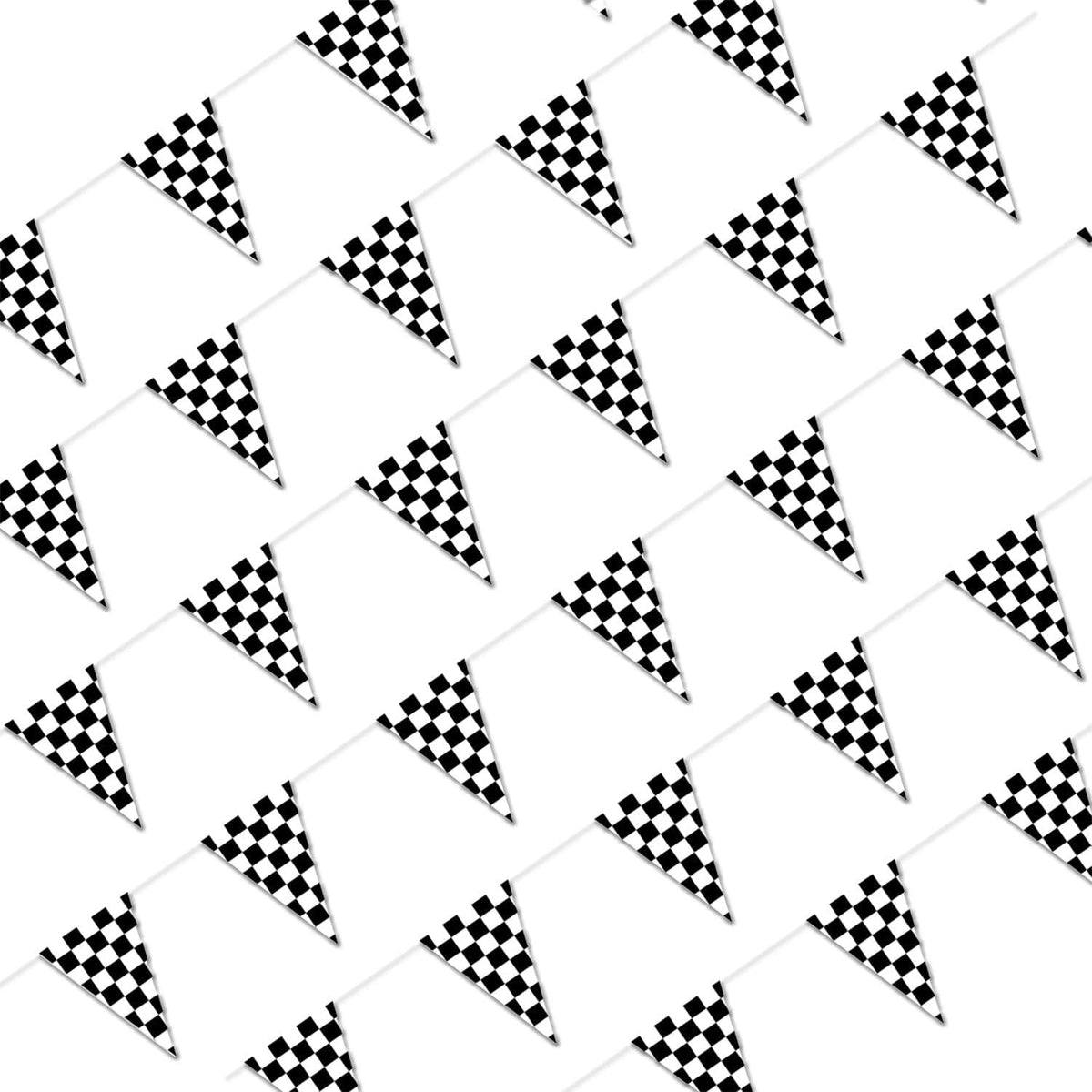 Piokio 100ft Black and White Checkered Flag Banner – Fun for Kids & Family - Black and White / 12x18 Inch(100ft )