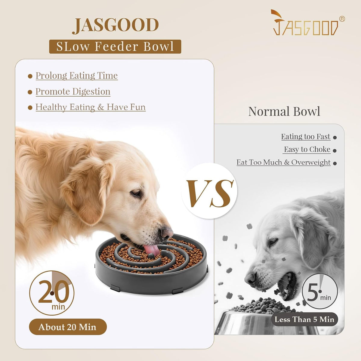 JASGOOD Slow Feeder Dogs Bowl for Large Medium Dogs - Large / C-Dark Grey - image 2