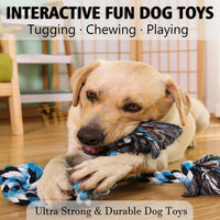 XIGOU Dog Rope Toys for Large Dogs Aggressive Chewers - Blue / 5 Knots - image 3