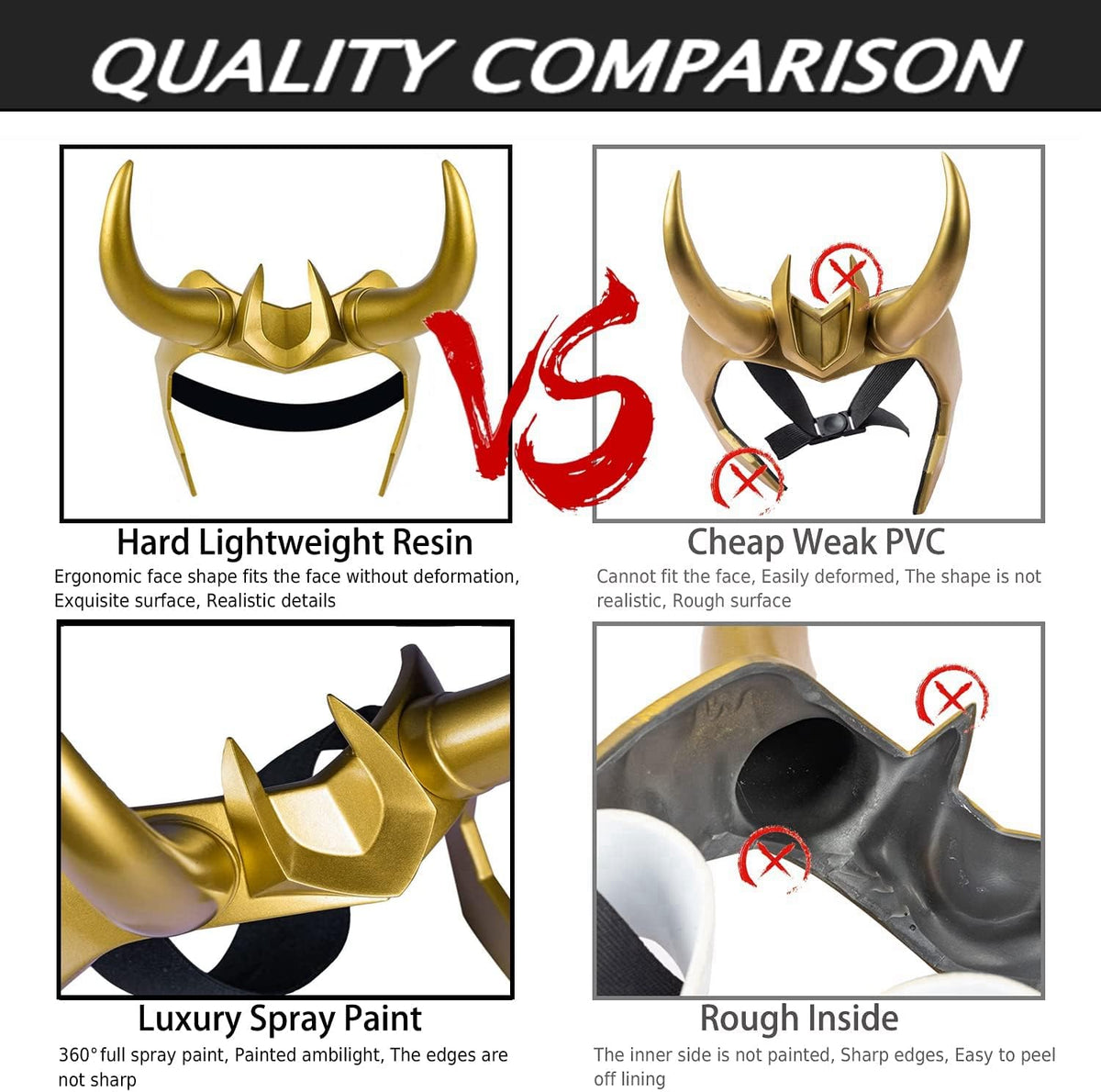 CAFELE gold horned superhero helmet in PVC for Norse cosplay - view 7