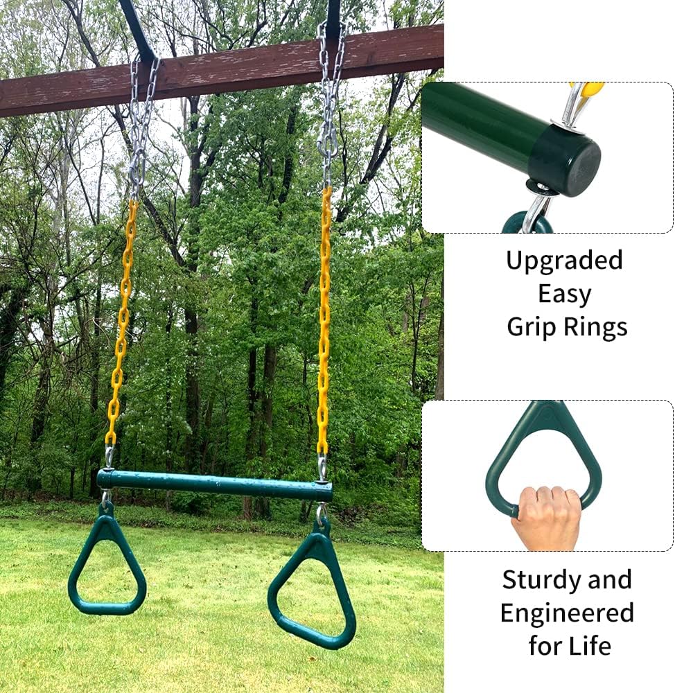 Take Me Away 18'' Trapeze Swing Bar Rings 48'' Heavy Duty Plastic - Grenn - image 4