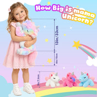 Hopearl LED Plush Unicorn Lighting Up Stuffed Mommy Unicorn with 3 - image 3