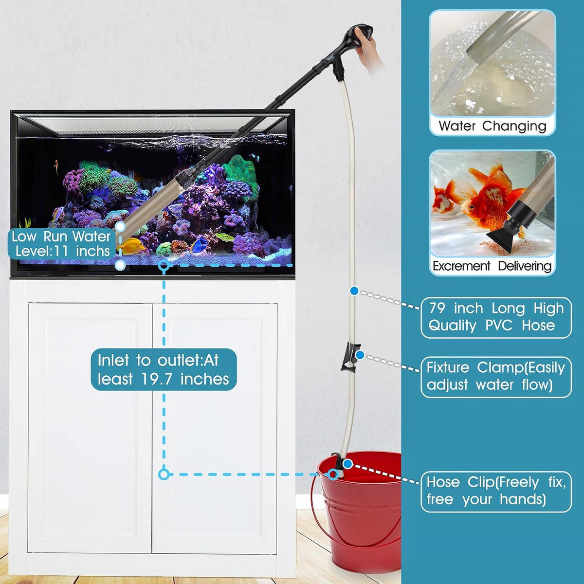 hygger Small Gravel Vacuum for Aquarium - L - image 3