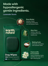 Earth Rated Dog Wipes for Paws & Butt, Deodorizing - Lavender / 200 Grooming Wipes - image 2
