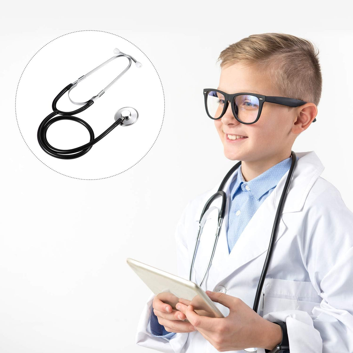 meekoo 2 Pack Kids Stethoscope Toy Halloween Cosplay Costume - Pink, Black - image 3