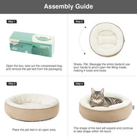 Love's cabin Round Donut Cat and Dog Cushion Bed, 20in Pet Bed for Cats or Small Dogs, Anti-Slip & Water-Resistant Bottom, Super Soft Durable Fabric Pet beds, Washable Luxury Cat & Dog Bed Camel
