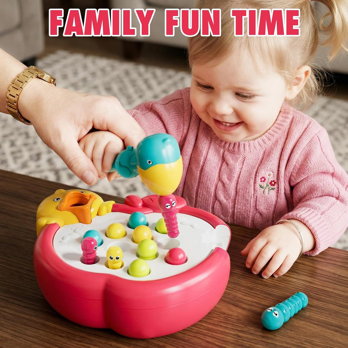 PANITU magnetic bird feeding game with woodpecker, apple base and colorful worm pieces - view 3