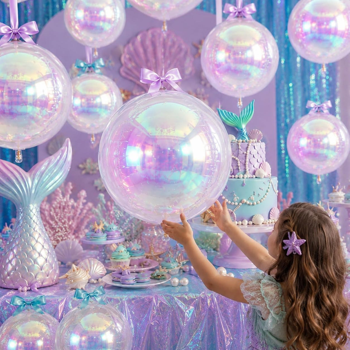 12PCS Iridescent Round Foil Balloons 22" 15" 10" Large Holographic - 22/15/10inch Iridescent - image 3