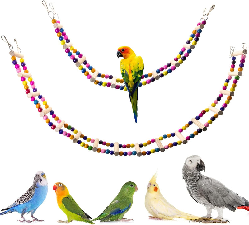 PINVNBY Bird Parakeet Toys, Bird Rope Ladder Swing Hammock Toys - Colorful