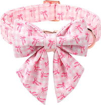 Green Dog Collar with Bow Tie, Christmas Bowtie Dog Collar M – Essentials for Dogs - L / T-Pink Plaid Bow