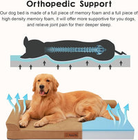 Chew Proof Dog Bed, 3" Memory Foam Dog Bed for Medium and Large Dogs, Removable and Washable Microsuede Cover, Waterproof Liner, Nonskid Bottom, 44x32 Inches XXL Khaki