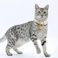 2 Pack Cotton Breakaway Cat Collars Set with Bell and Flower Pendant - pink+blue - image 4