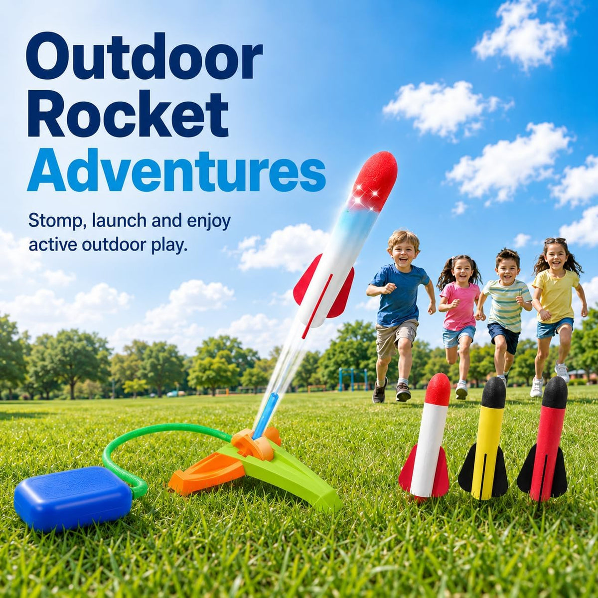 Foam Rocket Launcher for Kids, Foot-Powered Outdoor Toy Set – Fun for Kids & Family - image 2