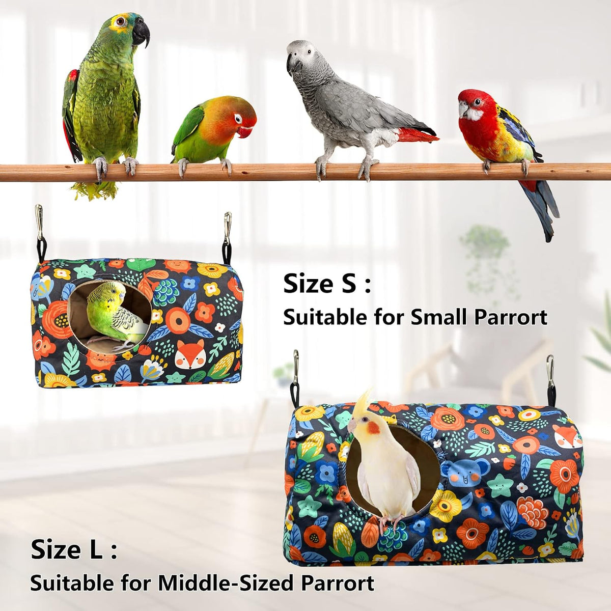 Bird Warm Bed Sleeping Nest House Snuggle Hanging Hut Hammock - L - image 4