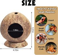 PINVNBY 2 PCS Natural Coconut Reptile Hideouts Lizard Coco Hut Hermit - Smooth Surface / High-Crowned Style, 2PCS - image 2