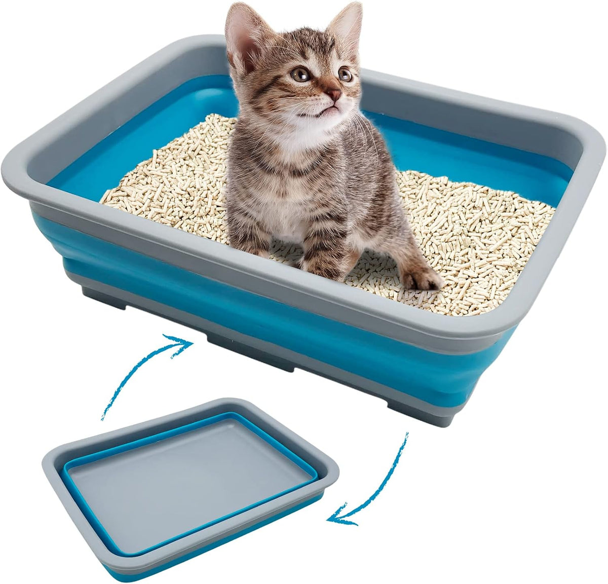Fhiny Open Cat Litter Box - Blue-S / 1PCS