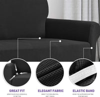 Super Stretch Couch Cover Universal Sofa Covers with Elastic Bottom - Black / Small (30"-47") - image 4