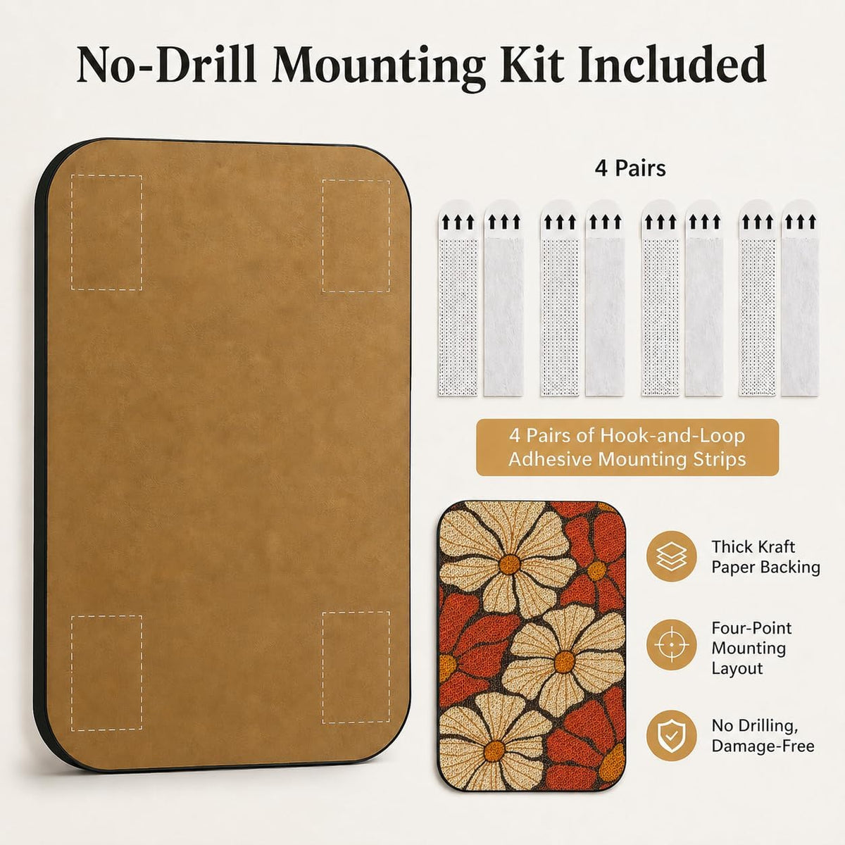 Cat Wall Scratcher, Art Cat Scratching Board for Indoor Cats – Essentials for Cats - Retro Daisy - image 4