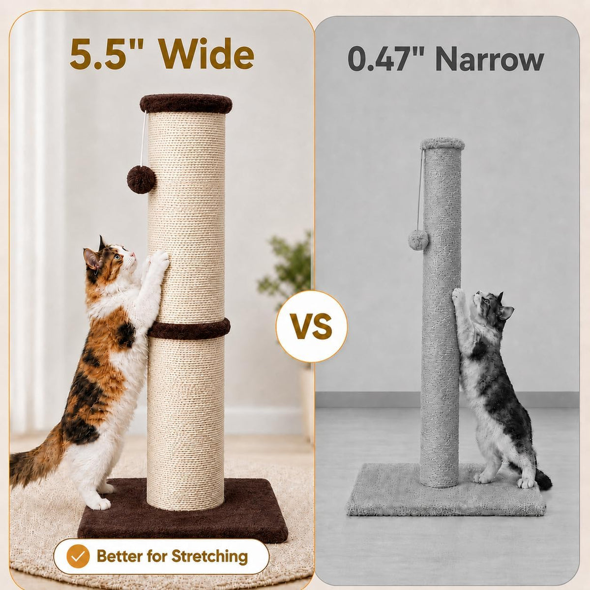 PAWSCRAT 32-Inch Tall Cat Scratching Post, Sisal - X-Large / Brown - image 4