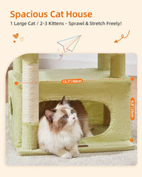 Taoqimiao Cat Tree, Suitable for Kittens - Green and Beige / 38.5 Inches - image 2