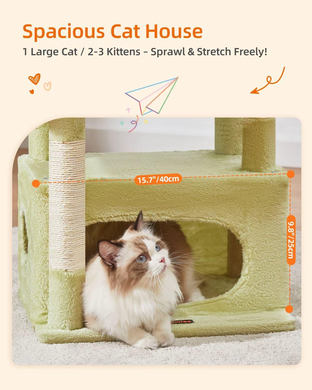 Taoqimiao Cat Tree, Suitable for Kittens - Green and Beige / 38.5 Inches - image 2