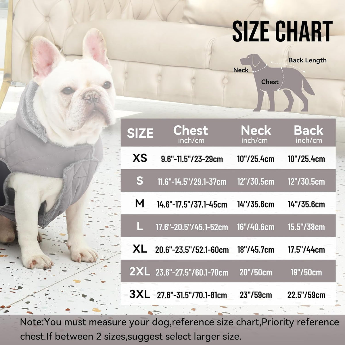 Warm Fleece Dog Hoodie for Small Dogs, Winter Puppy Coats - Grey / XXX-Large - image 2