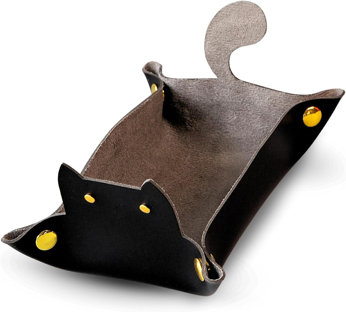 Sage's Portal brown cat-shaped foldable PU leather dice rolling tray - view 3
