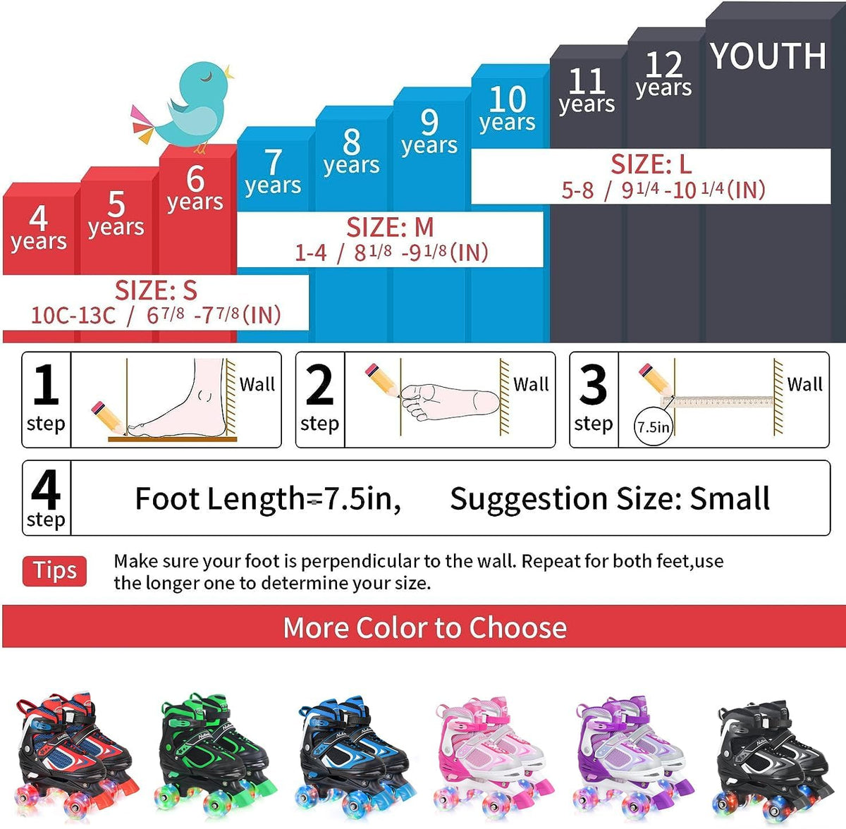 Kids Roller Skates for Boys - Green / Large(5-8) - image 2
