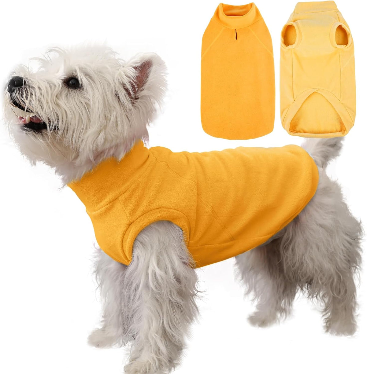2 Pack 3XL Fleece Dog Sweater for Labrador, Leash Hole - Yellow & Light Yellow / Medium(Chest Girth: 15.0")