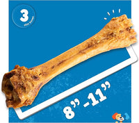 Jack&Pup 8-11” Shin Bones, Roasted Meaty Beef Bone for Dogs – Long Lasting Natural Dog Bones, Big Dog Bone for Large Dogs (3 Pack)
