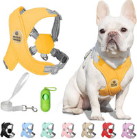 Patas Lague Dog Harness Medium Sized Dog Pet Vest with Leash Set Pink - Yellow / L (Neck 21-26.1'' Chest 24.9-29.6'')