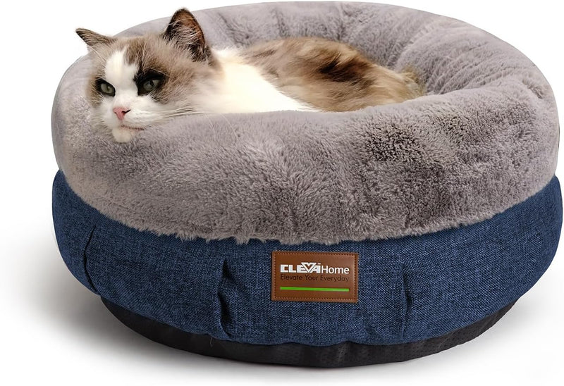 ClevaHome Upgrade Plush Faux Fur Cat Bed