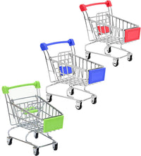 SKYCOOOOL mini metal shopping cart toys in red, blue and green, 3 pack