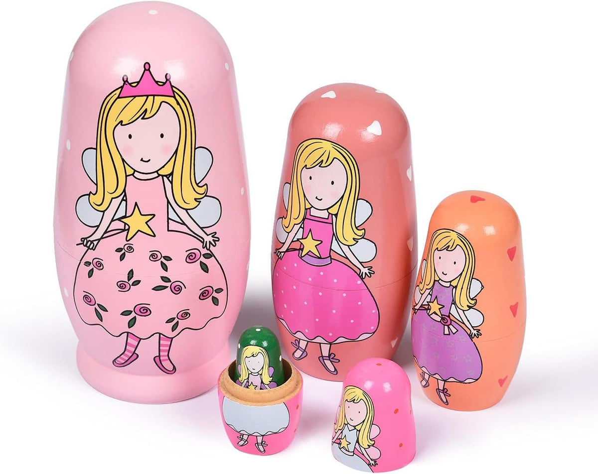 Russian Nesting Dolls, Bear Wooden Stacking Set - Pricess