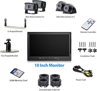 10" HD Backup Camera System Kit, Loop Recording Large Monitor with Wired Rear View Camera, IR Night Vision Waterproof Camera with Safe Parking Lines for Bus, Semi-Truck, Trailer, RV, BY104A