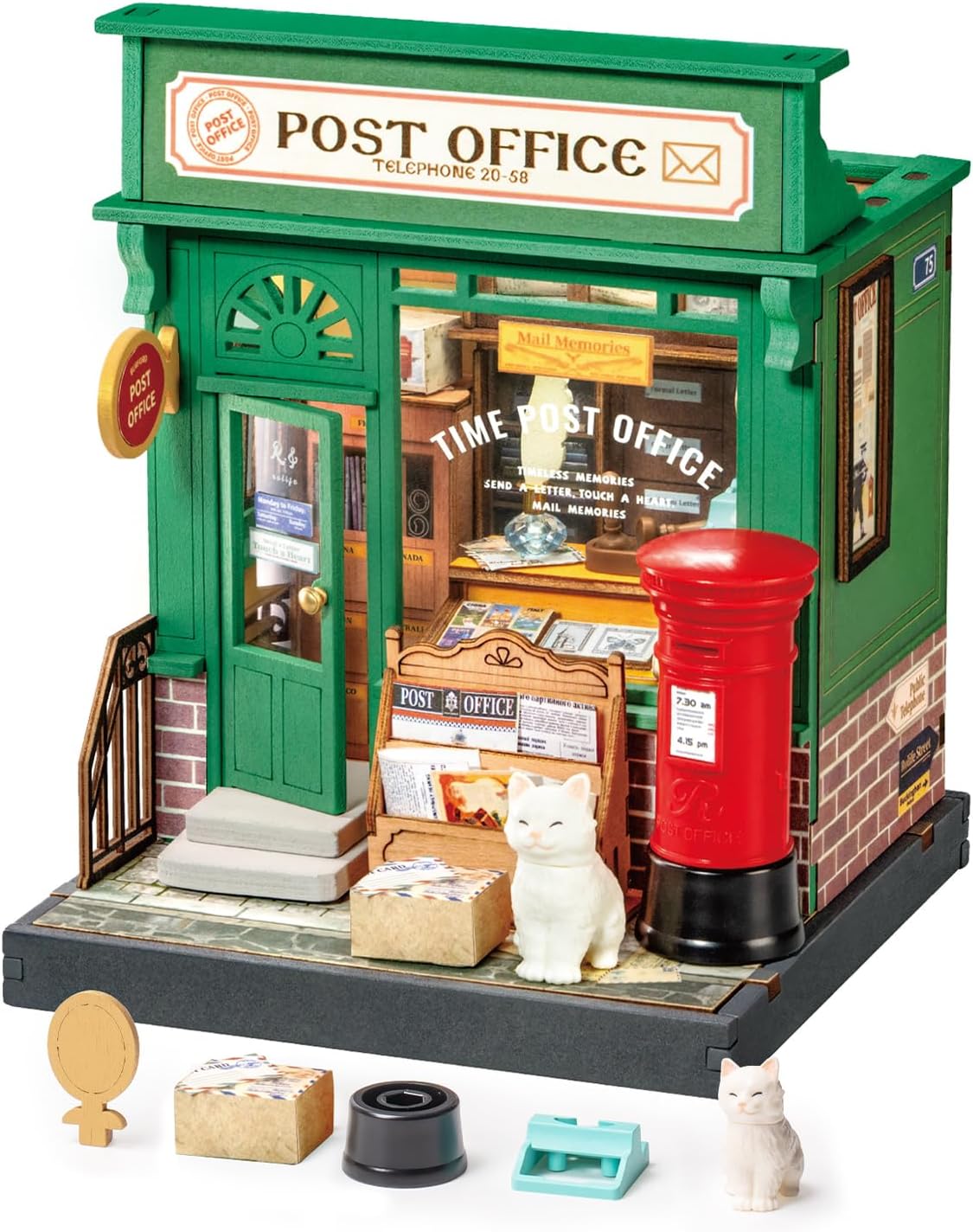 Rolife Tipsy Cat Bar DIY miniature kit, layered mini bar scene for a bookshelf - view 4