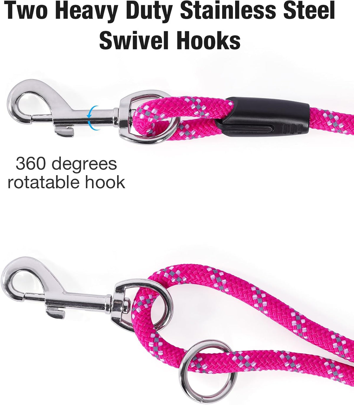 Long Dog Leash for Training 10FT/16FT/20FT/30FT/50FT/100FT - 100FT* 3/8 inch / 1Pack HotPink - image 4